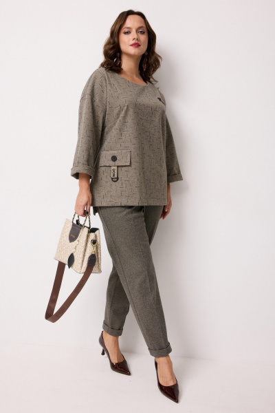 Блуза, брюки Твой имидж 2243 оливковый - фото 2