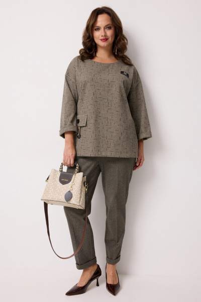 Блуза, брюки Твой имидж 2243 оливковый - фото 1