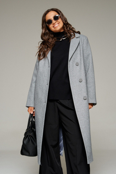 Пальто, пояс Beautiful&Free 7022 серый - фото 11