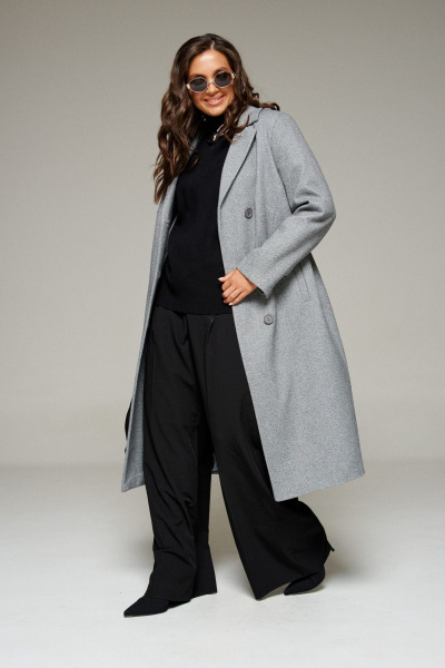 Пальто, пояс Beautiful&Free 7022 серый - фото 10