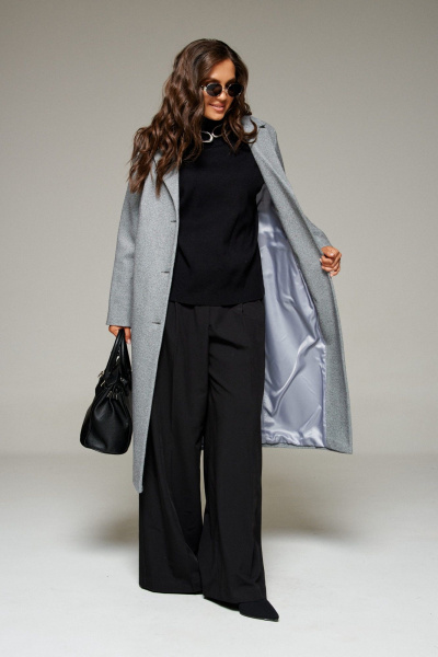 Пальто, пояс Beautiful&Free 7022 серый - фото 9