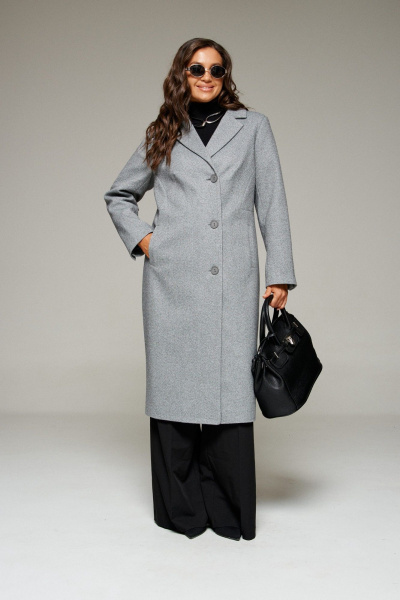 Пальто, пояс Beautiful&Free 7022 серый - фото 7