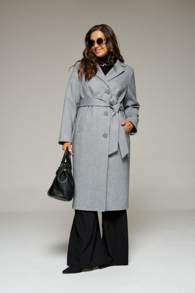 Пальто, пояс Beautiful&Free 7022 серый - фото 1