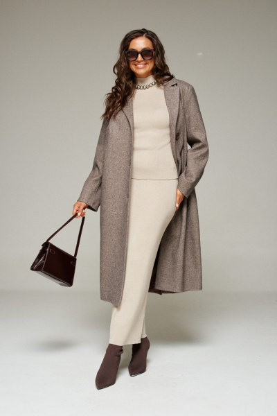 Пальто, пояс Beautiful&Free 7022 кофейный - фото 11