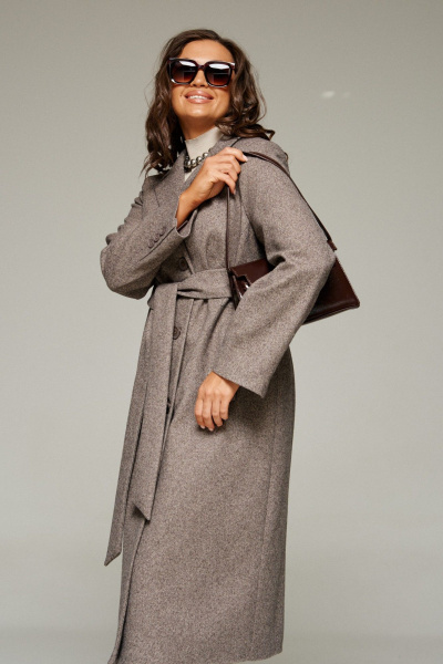 Пальто, пояс Beautiful&Free 7022 кофейный - фото 5