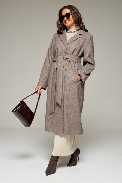 Пальто, пояс Beautiful&Free 7022 кофейный - фото 4