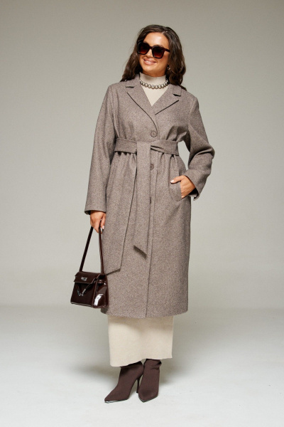 Пальто, пояс Beautiful&Free 7022 кофейный - фото 1