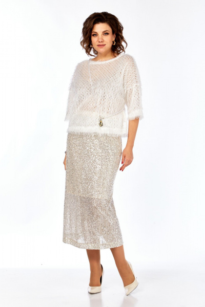 Блуза, юбка Ольга Стиль Л-413 молочный - фото 7