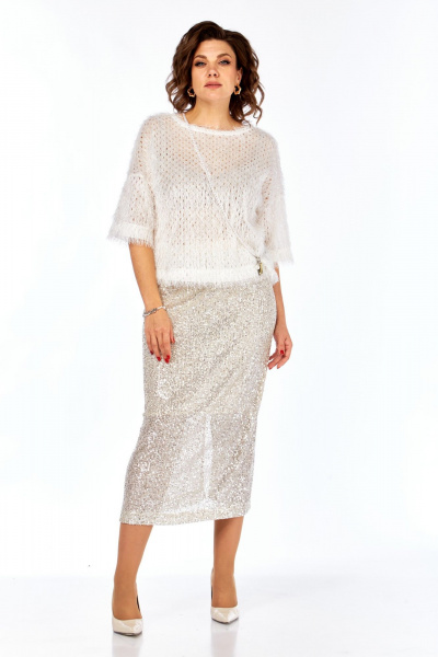 Блуза, юбка Ольга Стиль Л-413 молочный - фото 1