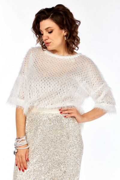 Блуза, юбка Ольга Стиль Л-413 молочный - фото 3