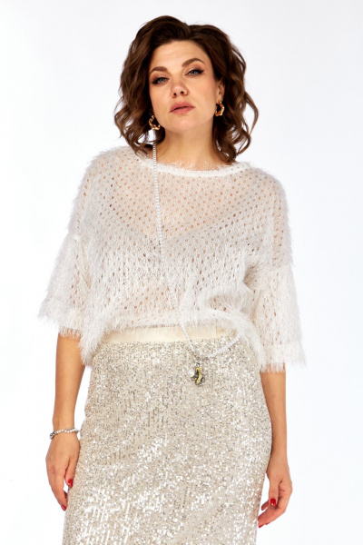 Блуза, юбка Ольга Стиль Л-413 молочный - фото 2