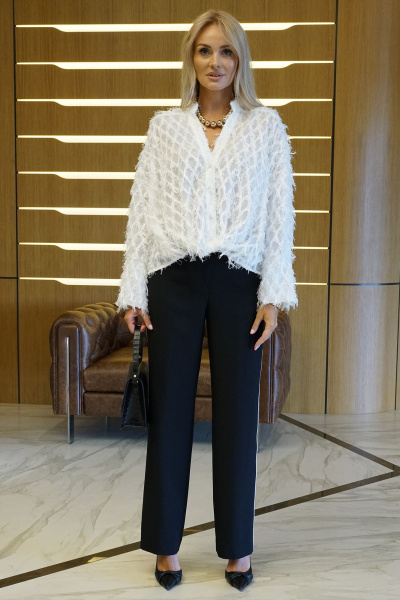 Блуза, брюки Alani Collection 2431 молоко-черный - фото 5
