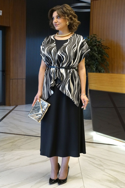 Блуза, платье Alani Collection 2434 черно-белый - фото 16
