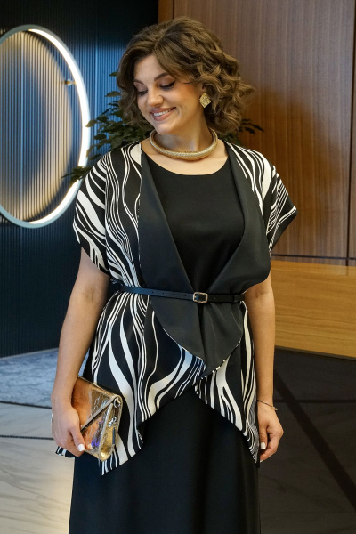 Блуза, платье Alani Collection 2434 черно-белый - фото 15