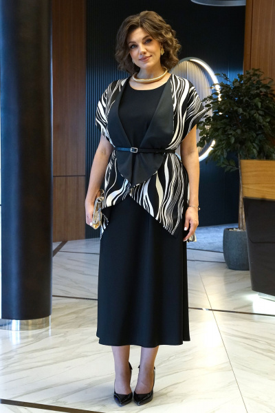 Блуза, платье Alani Collection 2434 черно-белый - фото 14