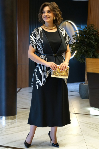 Блуза, платье Alani Collection 2434 черно-белый - фото 13