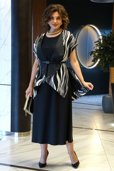 Блуза, платье Alani Collection 2434 черно-белый - фото 12