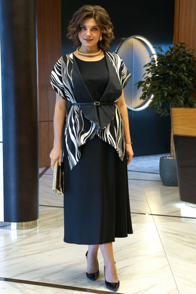 Блуза, платье Alani Collection 2434 черно-белый - фото 11