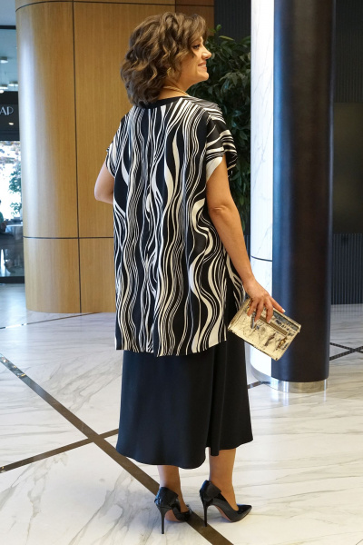 Блуза, платье Alani Collection 2434 черно-белый - фото 3