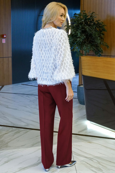 Блуза, брюки Alani Collection 2394 молоко-бордо - фото 8