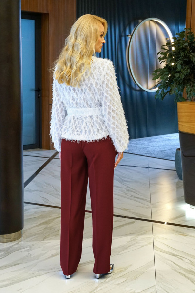 Блуза, брюки Alani Collection 2394 молоко-бордо - фото 5