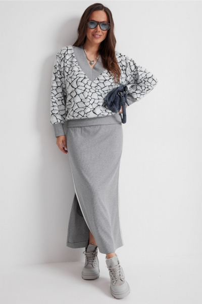 Джемпер, юбка Магия моды 2634 серый - фото 2
