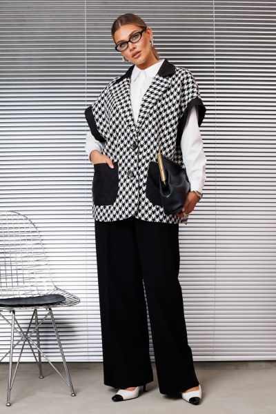 Жилет Anastasia 1166 черно-белый(гусиная_лапка) - фото 7