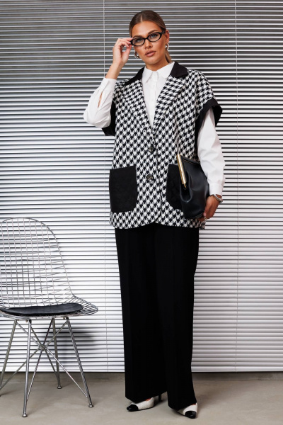 Жилет Anastasia 1166 черно-белый(гусиная_лапка) - фото 6