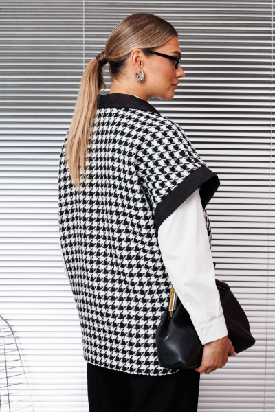Жилет Anastasia 1166 черно-белый(гусиная_лапка) - фото 5