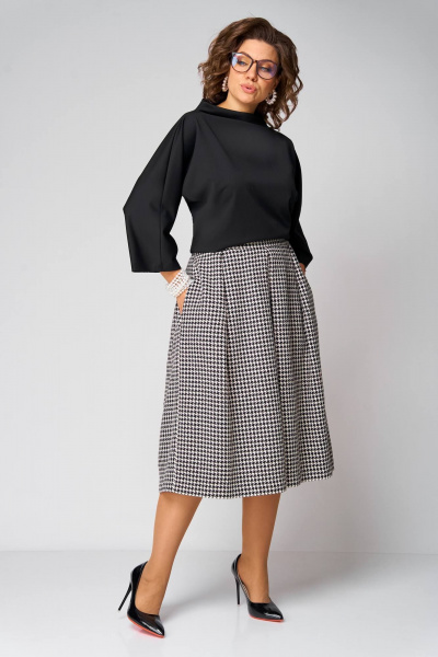 Блуза, юбка Anastasia 1285 черный/гусиная_лапка - фото 4