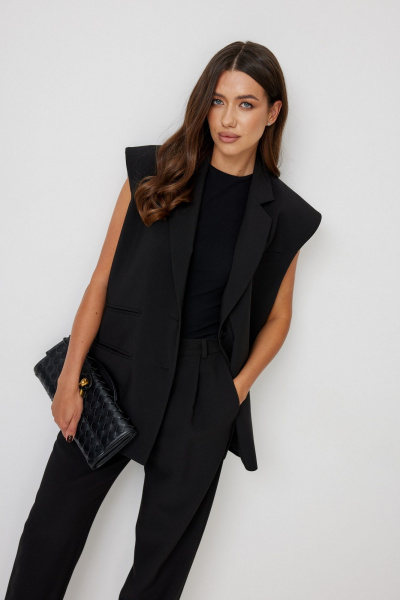 Зауженные брюки с поясом и складками T.N.D М341 черный - фото 6