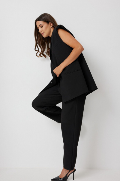 Зауженные брюки с поясом и складками T.N.D М341 черный - фото 3
