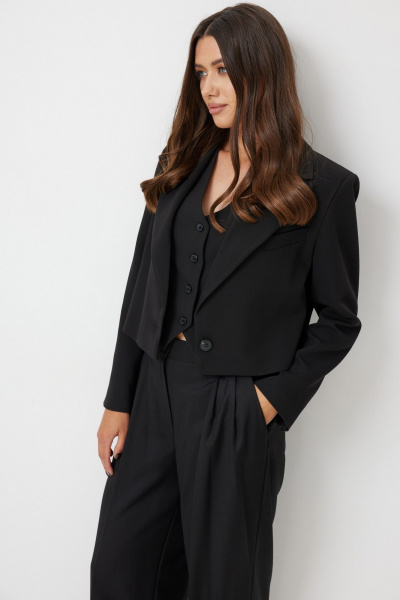 Широкие брюки с высокой посадкой и карманами T.N.D М330 черный - фото 3