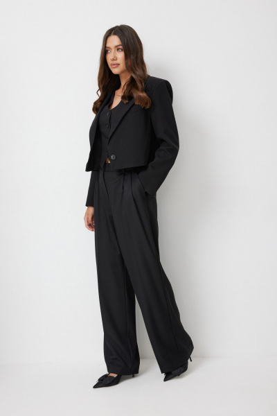 Широкие брюки с высокой посадкой и карманами T.N.D М330 черный - фото 2