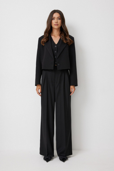 Широкие брюки с высокой посадкой и карманами T.N.D М330 черный - фото 1