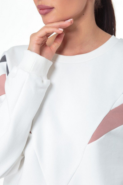 Демисезонный свитшот из трикотажа с колор-блок петлями Anelli 1018 белый - фото 7