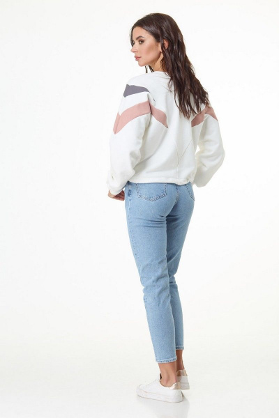 Демисезонный свитшот из трикотажа с колор-блок петлями Anelli 1018 белый - фото 6