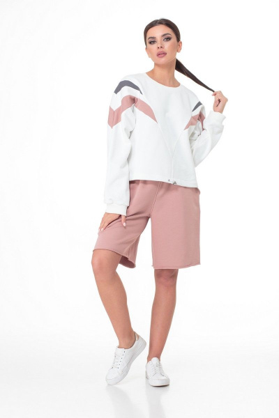 Демисезонный свитшот из трикотажа с колор-блок петлями Anelli 1018 белый - фото 5