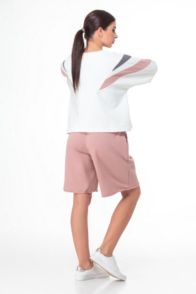 Демисезонный свитшот из трикотажа с колор-блок петлями Anelli 1018 белый - фото 3