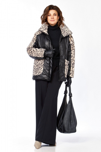 Куртка Lady Secret 7294 черный/леопардовый_мех - фото 10