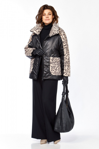 Куртка Lady Secret 7294 черный/леопардовый_мех - фото 9