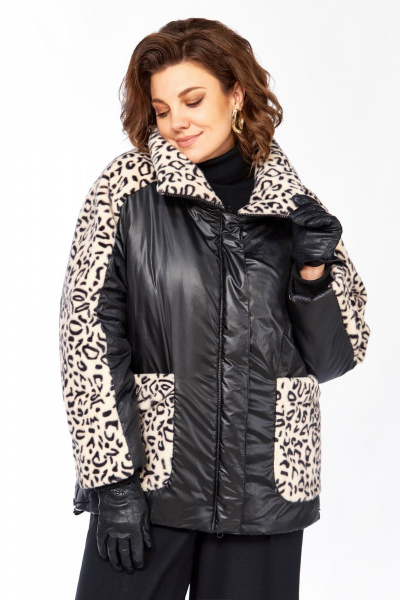 Куртка Lady Secret 7294 черный/леопардовый_мех - фото 5