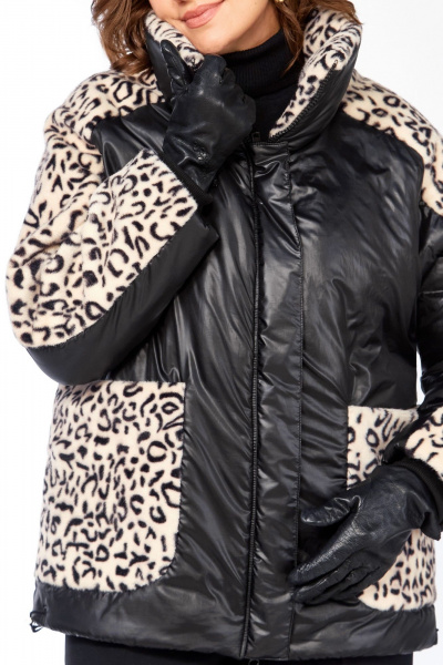 Куртка Lady Secret 7294 черный/леопардовый_мех - фото 8