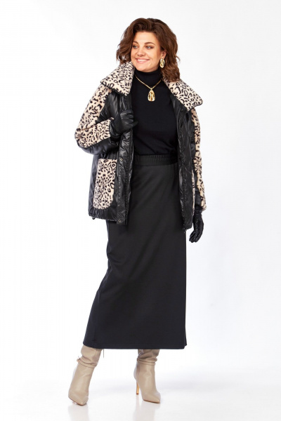 Куртка Lady Secret 7294 черный/леопардовый_мех - фото 6