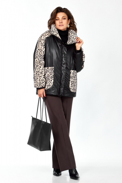Куртка Lady Secret 7294 черный/леопардовый_мех - фото 2