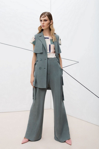 Брюки из трикотажа расширенные с поясом и карманами AG Green G309/6 - фото 1