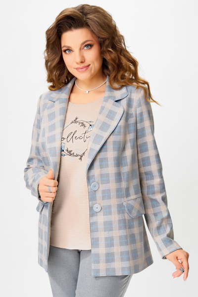 Блуза, брюки, жакет Fita 4113 бежево-серый - фото 3