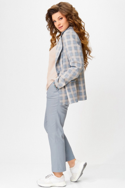 Блуза, брюки, жакет Fita 4114 бежево-серый - фото 4
