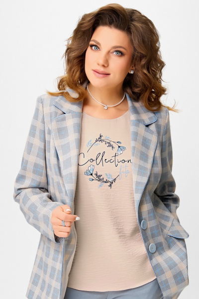 Блуза, брюки, жакет Fita 4114 бежево-серый - фото 2