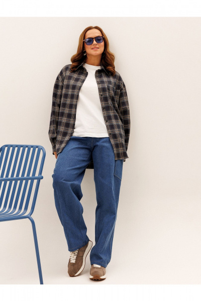 Брюки, рубашка Liona Style 955 клетка-синий - фото 4